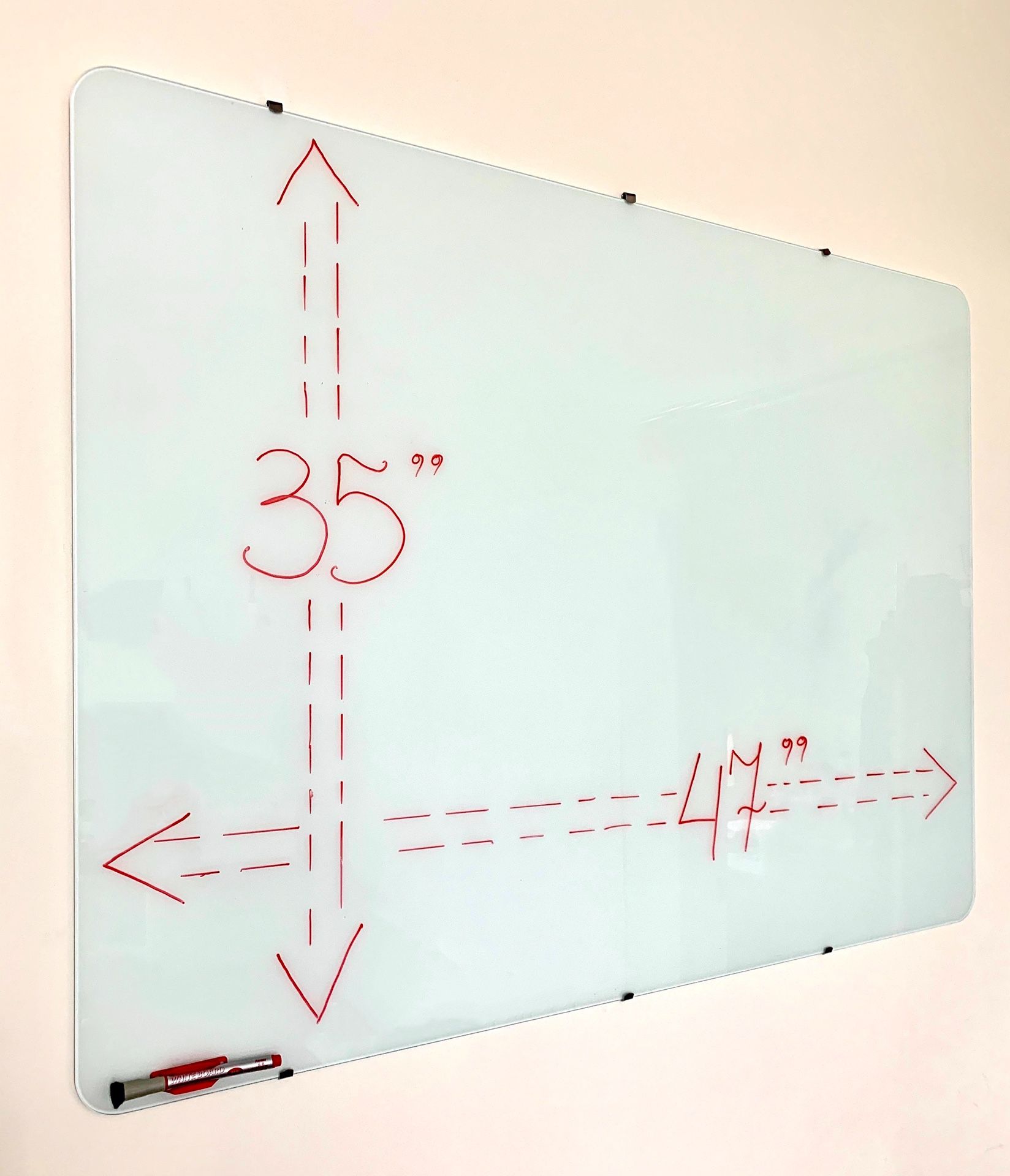 Magnetic Tempered Glass Whiteboard (3” x 4”)