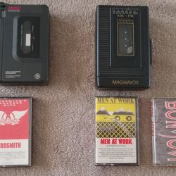 Vintage Cassette & Stereo Old School Walkmans (2) Excellent Condition! With Cassettes 