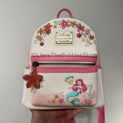 Disney - Little Mermaid/Ariel Floral Pink and Cream Loungefly Backpack