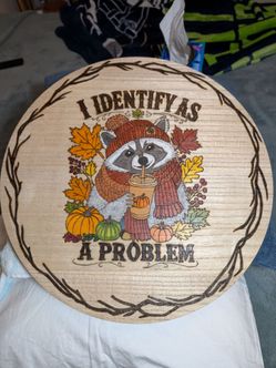 Fall Racoon wood art