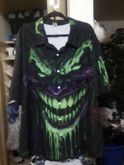 Joker Face Button-Up Short Sleeve Shirt