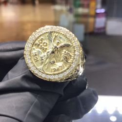 10k Gold Solid 50 Pesos Ring Size11 Available In Stick..