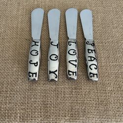 Stainless Steel Spreaders Appetizers Cheeses Spreads Joy Love Peace Hope 5"