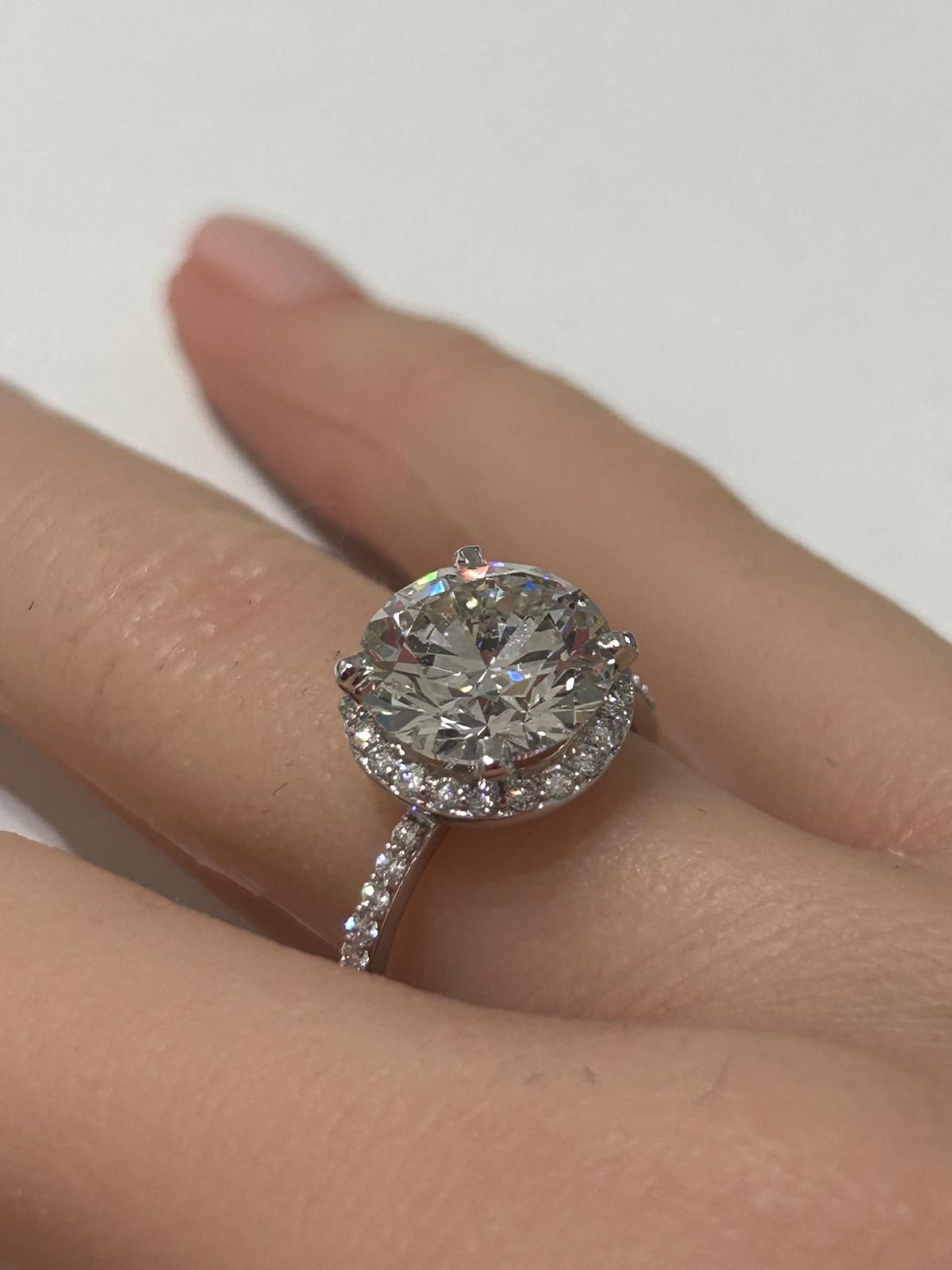 14KT WG 4.48CTW VS2 Lab Diamond Engagement Ring -IGI Certified