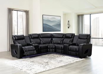 Brand New 3Pc Zero Gravity Power Reclining Sectional in Grey & Black