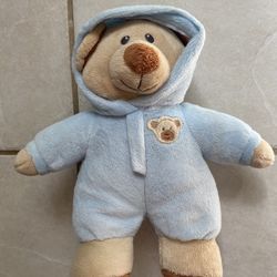 10" Ty Pluffies Baby Bear Blue Plush in Hooded Pajamas Stuffed Animal