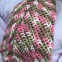 Crocheted Pink camouflage baby blanket