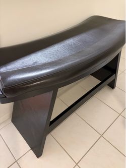 Dark brown leather bench