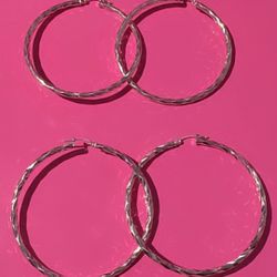 Silver Hoops From Mexico $60 Each