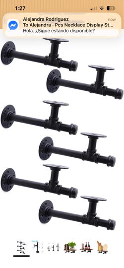 4" Industrial Pipe Shelf Brackets, Black Iron Wall Mounted DIY Shelving Brackets Hanging Custom Pipe Brackets for Floating Shelves (6, 10 Inch)