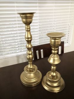 Pair of Gold pillar candleholders