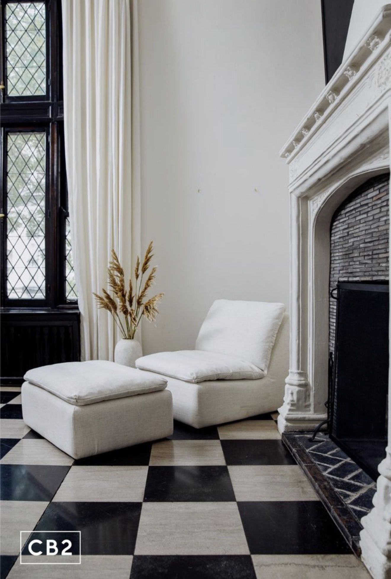 Cream Chair And Ottoman CB2