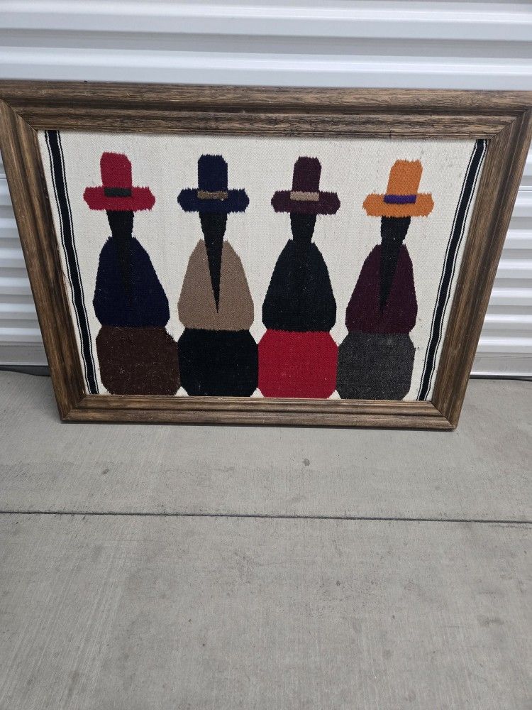 Woven Wool Art With Wooden Frame