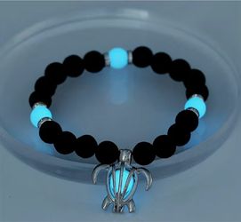 Lava Stone Turtle Charm Bracelet