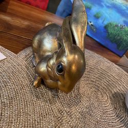 Vintage Gold Bunny Figurines – Set of 2 – Mid Century Decor