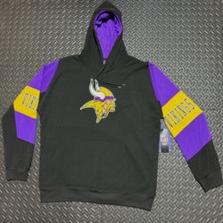 Minnesota Vikings Hoodie Embroidery Logo Colorblock NFL Ultra Game Mens XL NEW