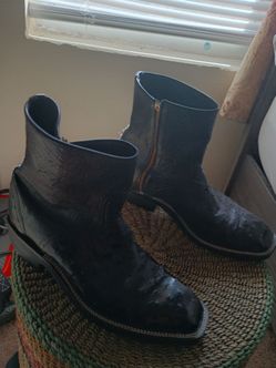 Nice black ostrich boots size  10