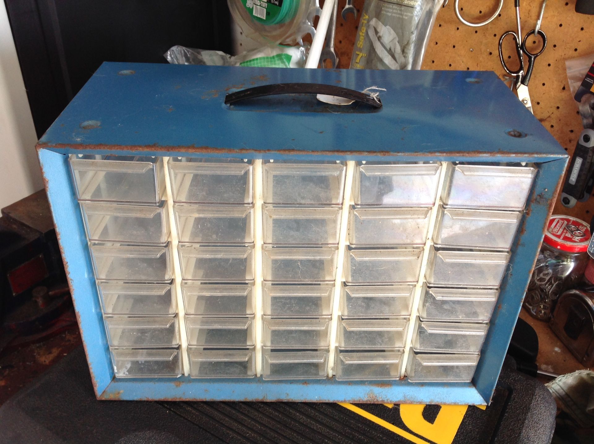 30 drawer akro-mils metal parts cabinet.