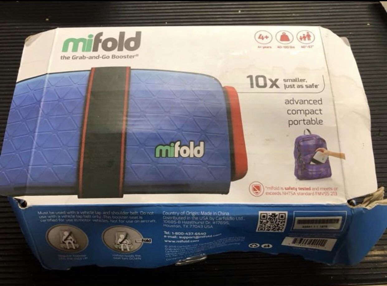 Mifold Grab-and-Go Car Booster Seat Denim Blue