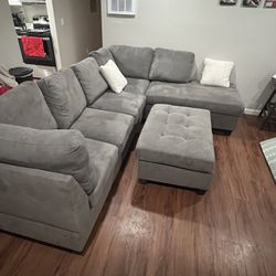 Gray Suede Couch 