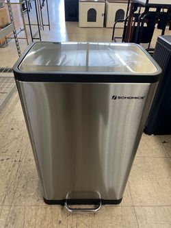 SONGMICS 12 Gallon Stainless Steel Trash Can Soft Closure w/ Pedal - Silver
