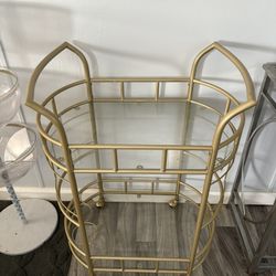 Rolling Gold Bar Cart 