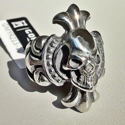 Stainless Steel Native Skull Ring Size 10