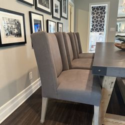 Custom made grey/wood  Chairs (set Of 3)