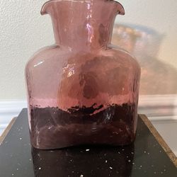 Vintage Blenko Art Glass Amethyst Double Spout Water