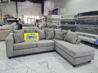 Gray Fabric L-Shaped Sectional Sofa