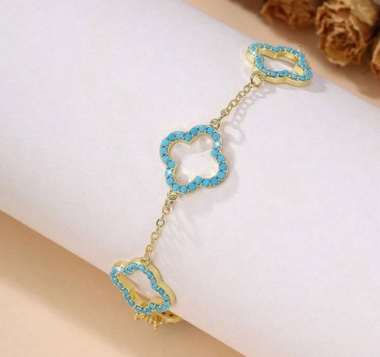 Stainless Steel 18K Pearl Clover Zirconia Bracelet