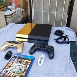 Gold & BLack Ps4 500GB With 1 CONTROLLER is $180. GTA 5 Is $20... White & Gold Ps4 Is Same $180