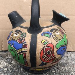 Vintage 1960's Guatemalan Mid Century Modern Clay Aztec/Mayan? Teapot-As Is-No Markings on bottom 