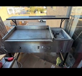 Plancha para tacos, taco grill with steam table