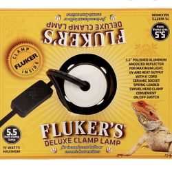 New Flukers Clamp Lamp 5.5” Reptile Basking Light