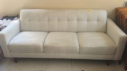 Mid-Century Modern 3-Seat Fabric Sofa
