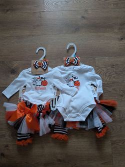 🎃 Adorable My 1st Halloween Baby Girl 4 Piece Outfit Set! 🧡🖤