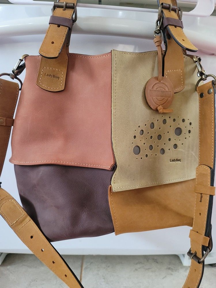LadyBug Oversized Leather Tote Vacation Woman Original Leather Alicja Whiskey