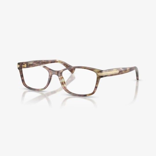 COACH Women's Rectangular Eyewear Frames (Light Brown Confetti Tortoise - HC6065 - Size 51)