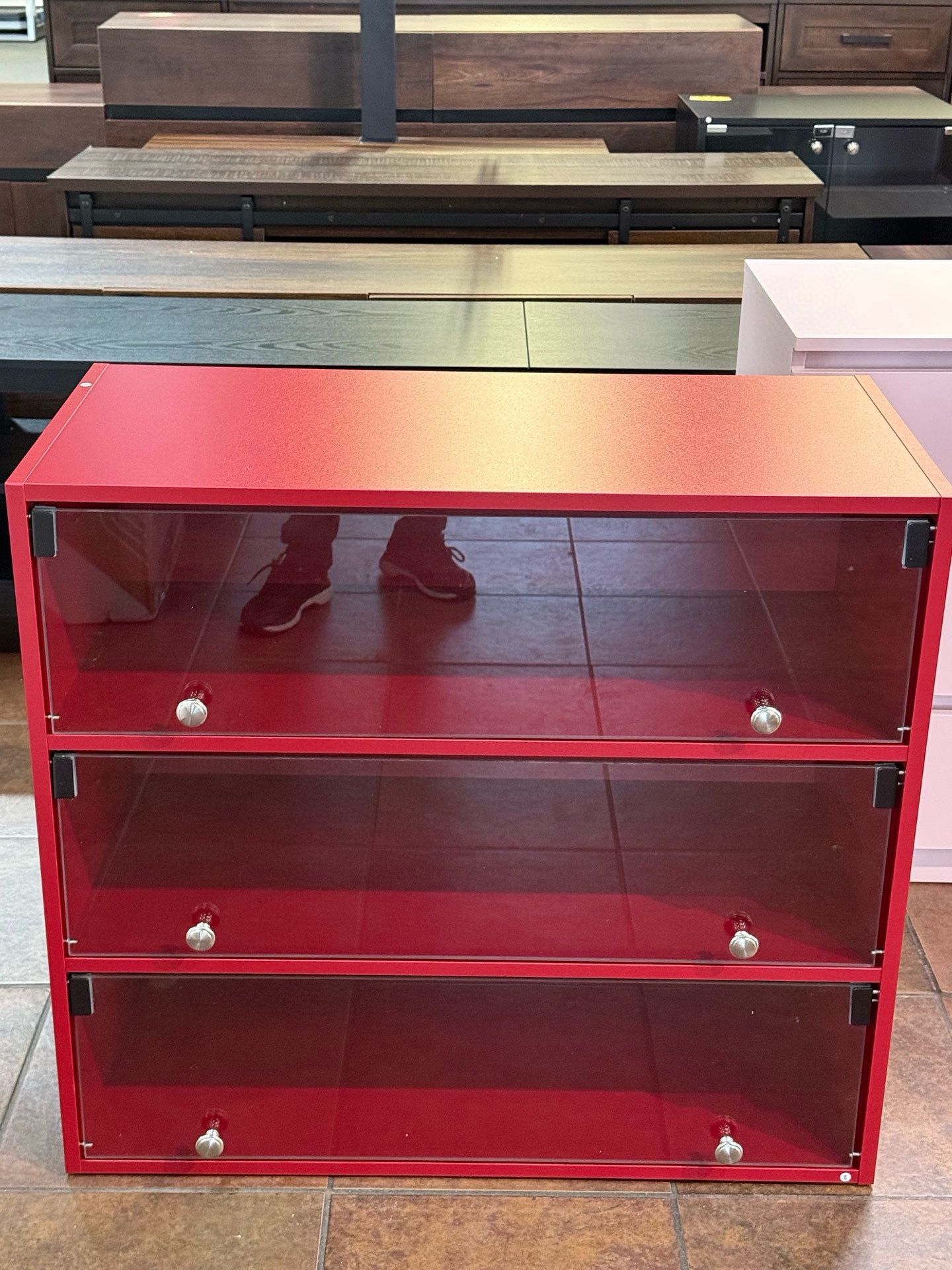 🔥Special Discount 🔥Sneaker Storage with LED Lights for Up to 9 Pairs of Shoes, Three Layers Sleek Shoe Rack with Thick Glass Door, Clear Shoe Boxes