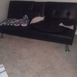 Brand New Black Leather Couch Folds In Bed