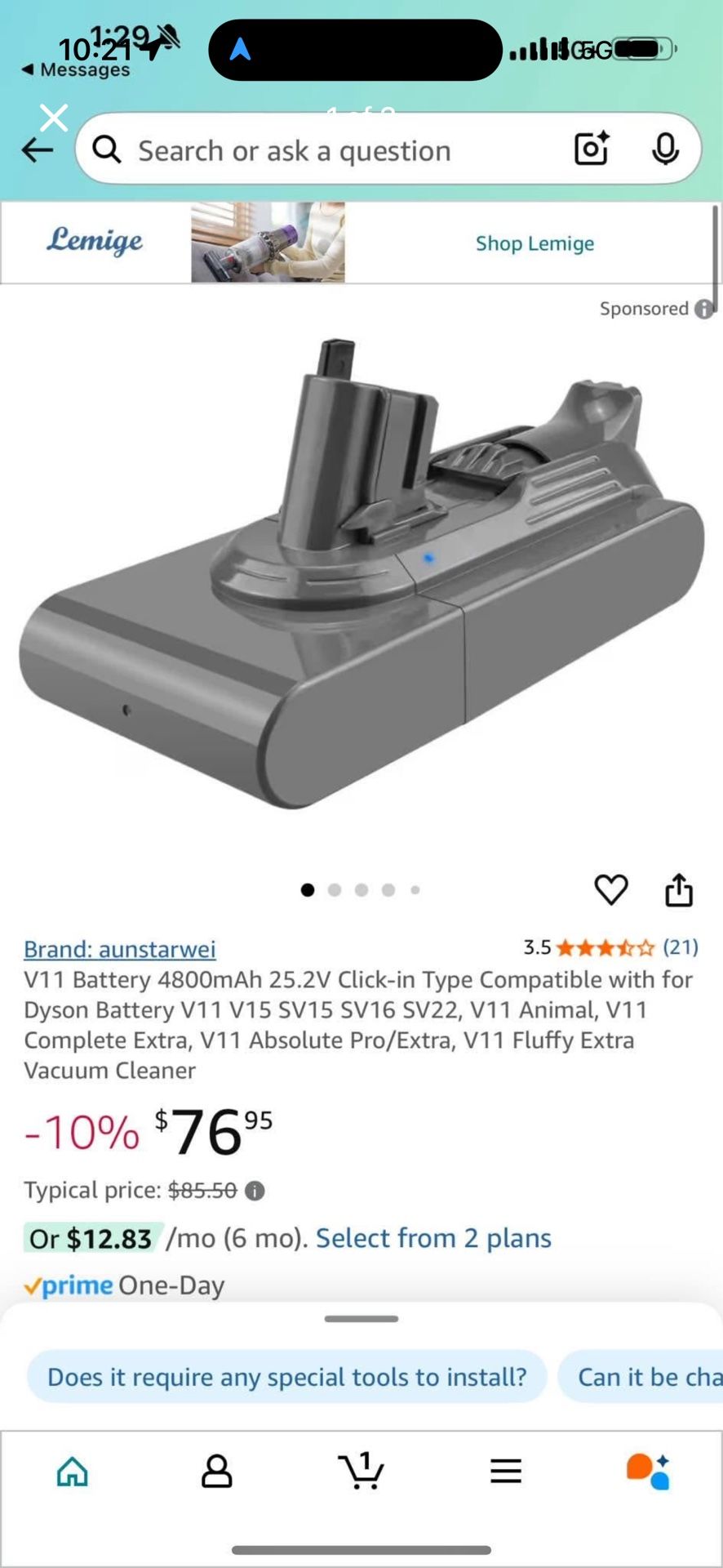 V11 Battery 4800mAh 25.2V Click-in Type Compatible with for Dyson Battery Vacuum- See models below