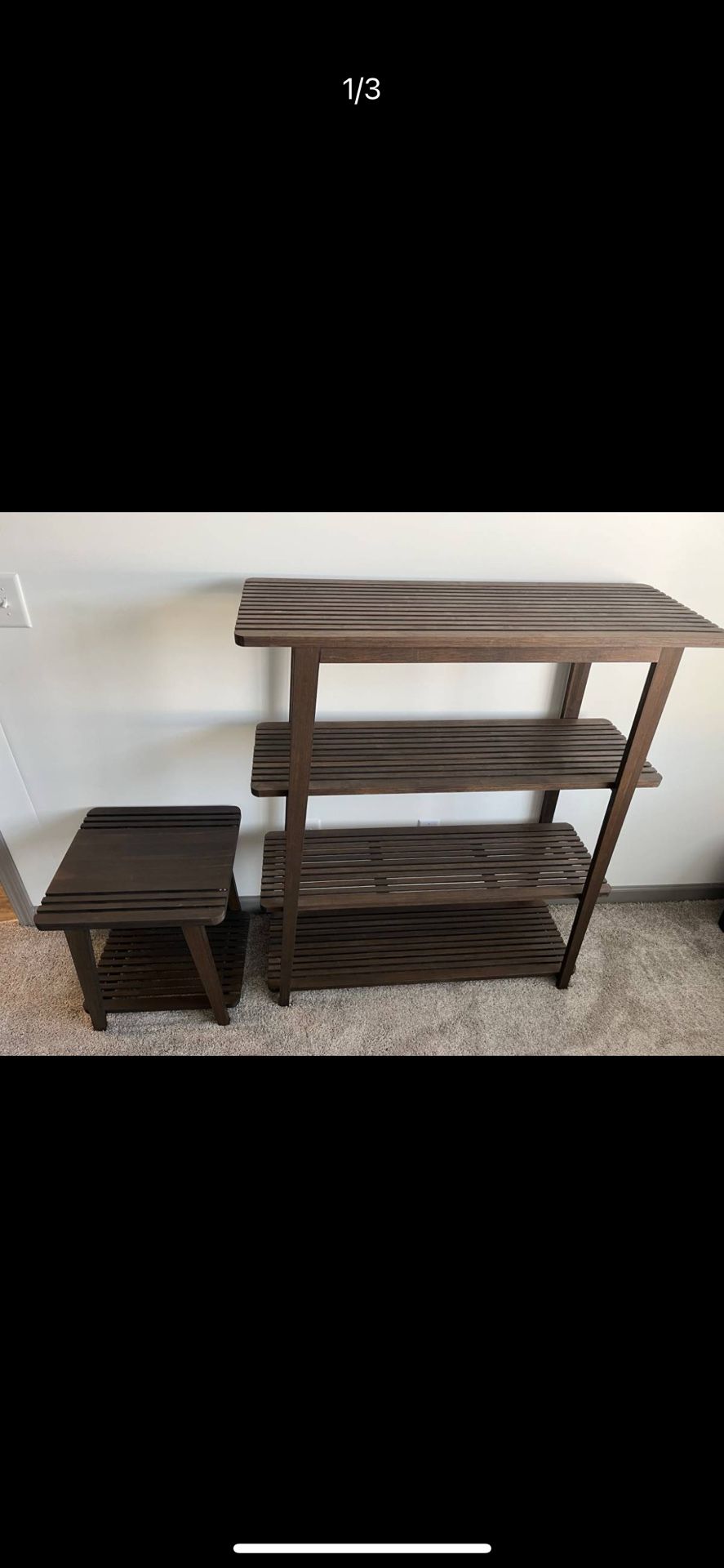 Solid Wood Bamboo Shelving Bookcase Storage Unit And End Table