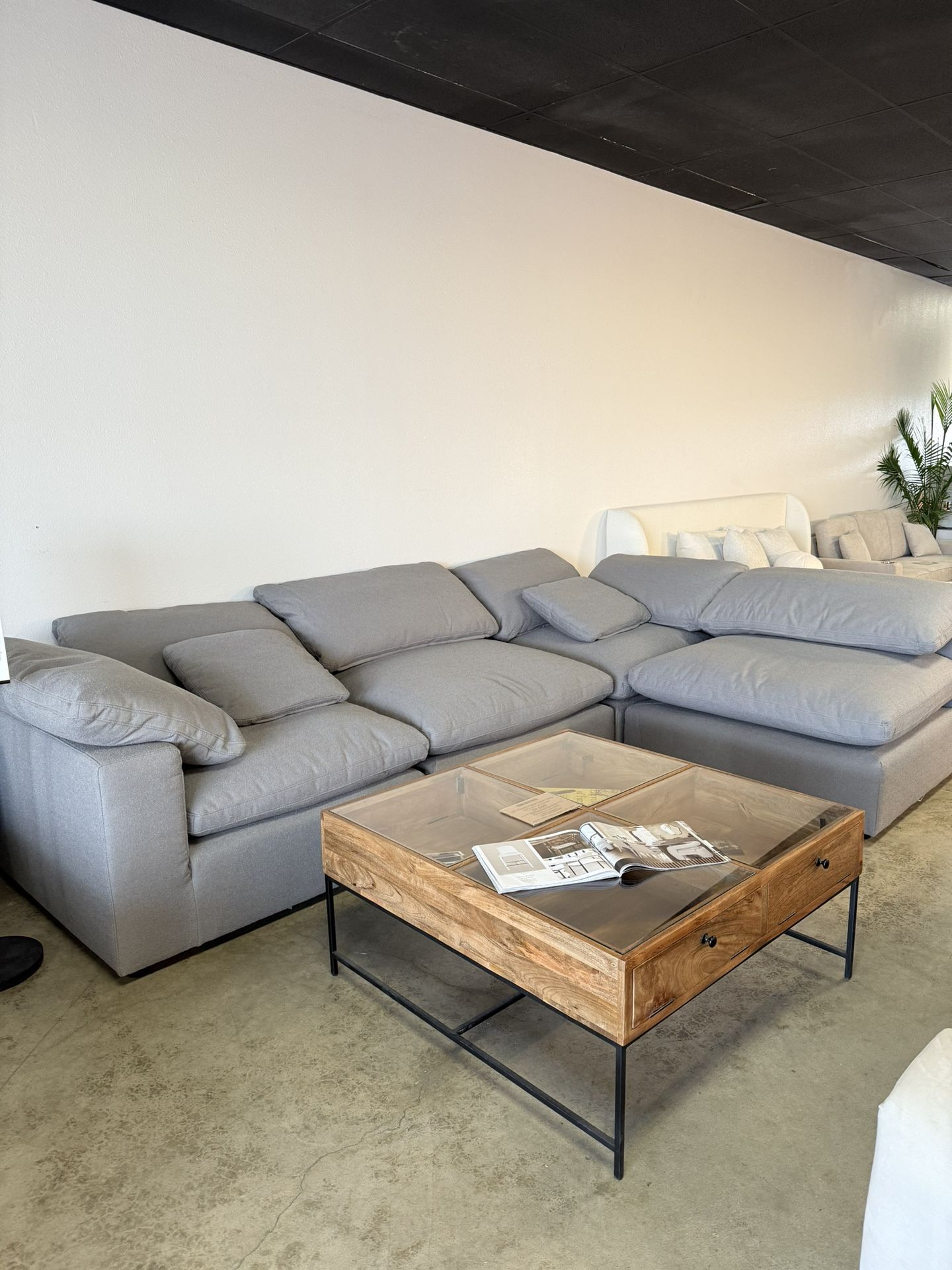 Gray Modular Cloud Sofa Chaise Sectional With Performance Fabric — FREE Delivery