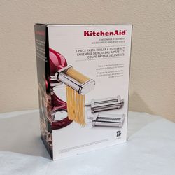 New KitchenAid 3 Piece Pasta Roller & Cutter Set Metal Stand Mixer Accessories