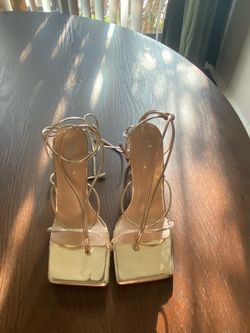 Gold Strappy Lace-Up Heeled Sandals