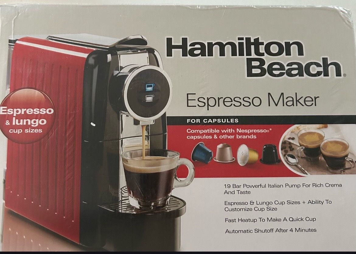 Brand New In Box Hamilton Beach Espresso Maker Red