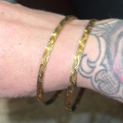 2 10kt gold Plated Bangle Bracelets $20