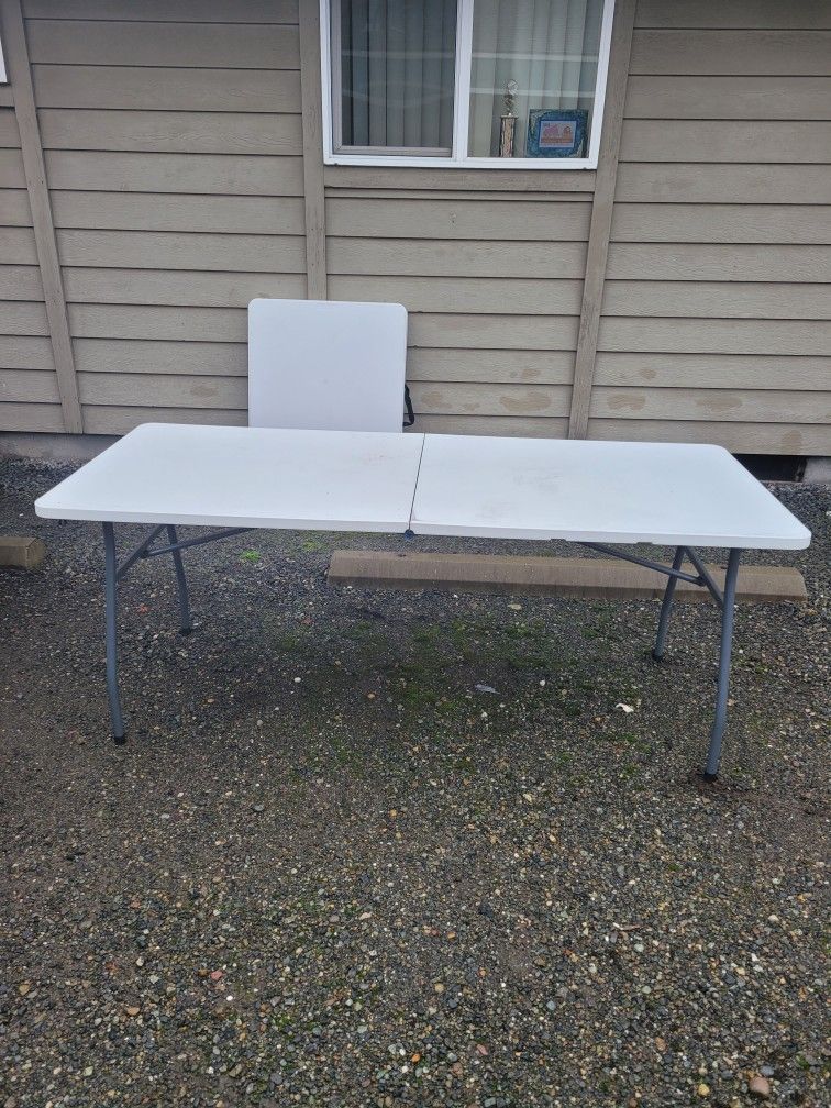 2 White Folding Tables For Sale