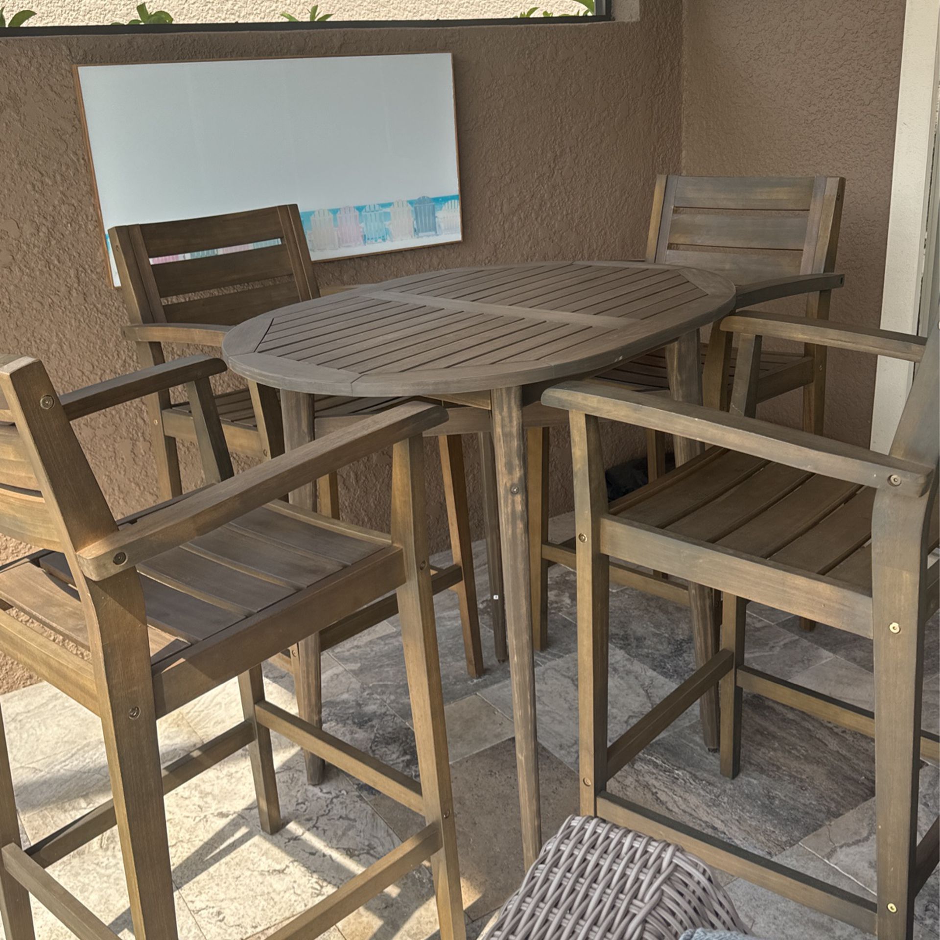 Outdoor high top table and 4 chairs